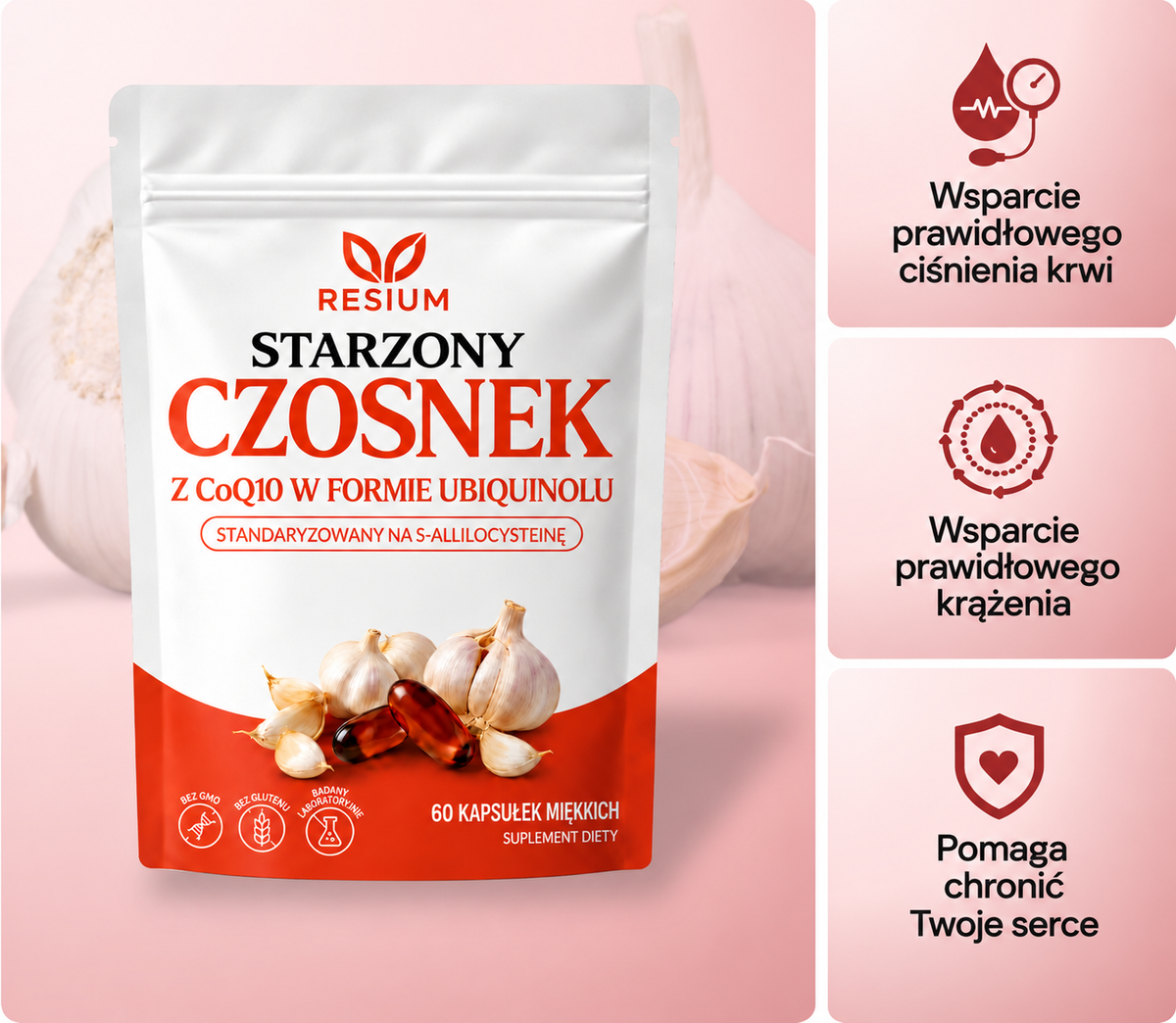 RESIUM Starzony Czosnek - opakowanie z korzyściami